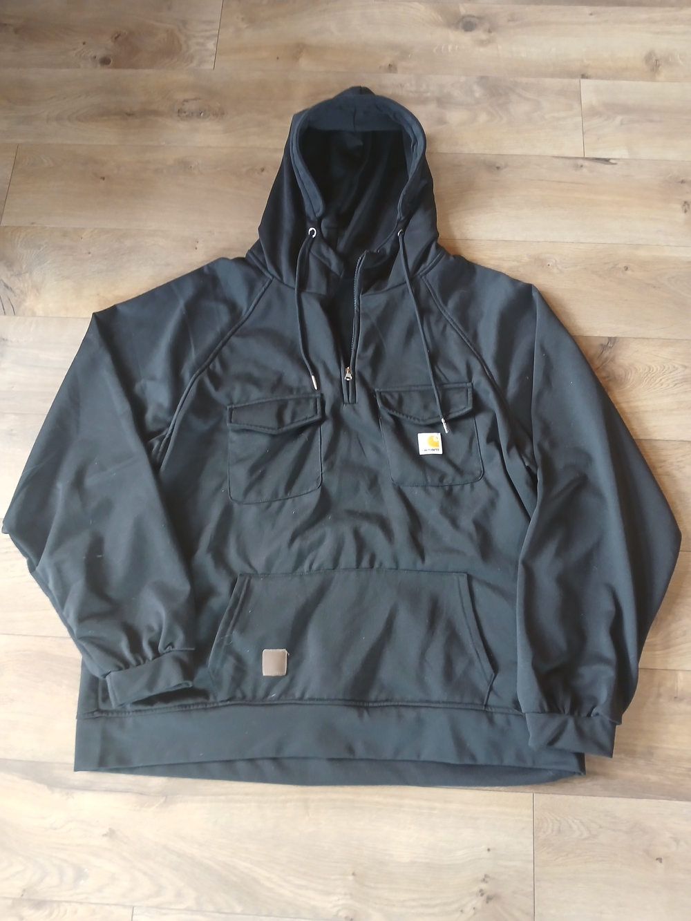 Carhartt Black Hooded Pullover Work Jacket